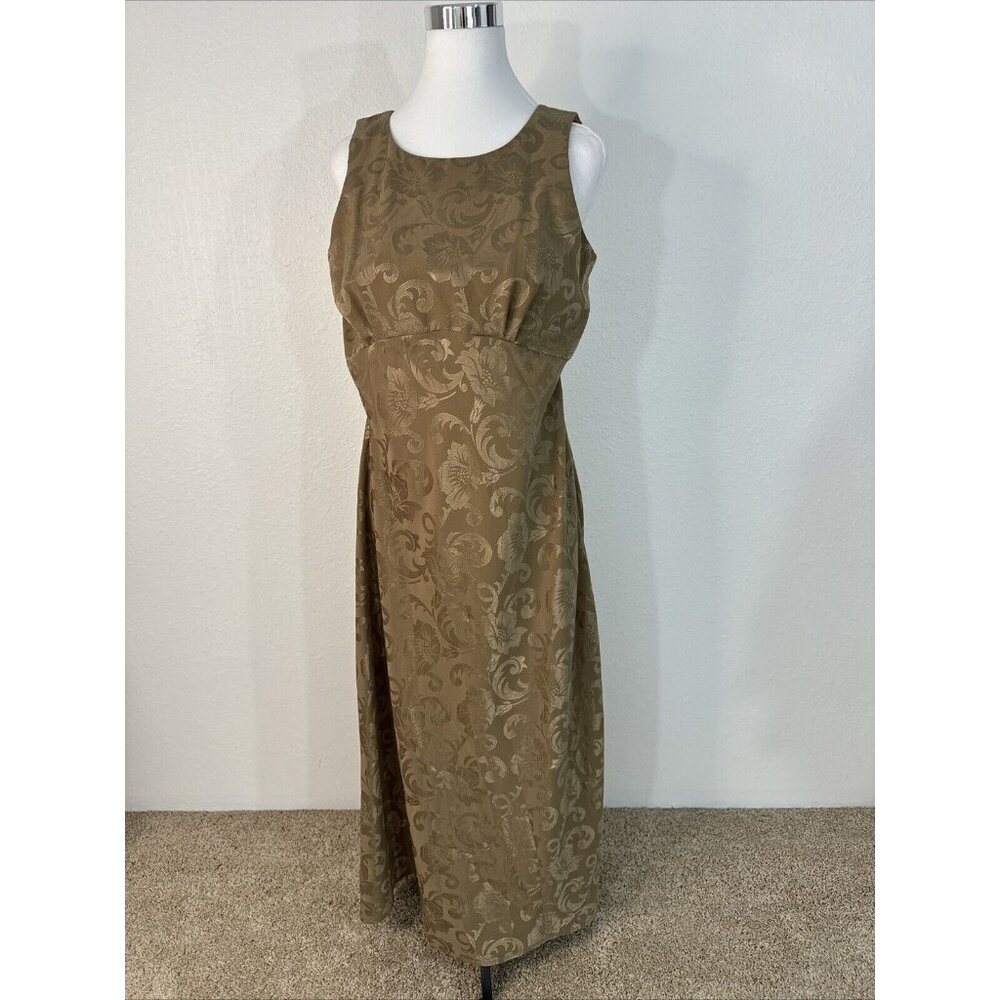 BE SMART Dress Formal Gown Womans 13/14 Sleeeveless Taupe Long Vntg